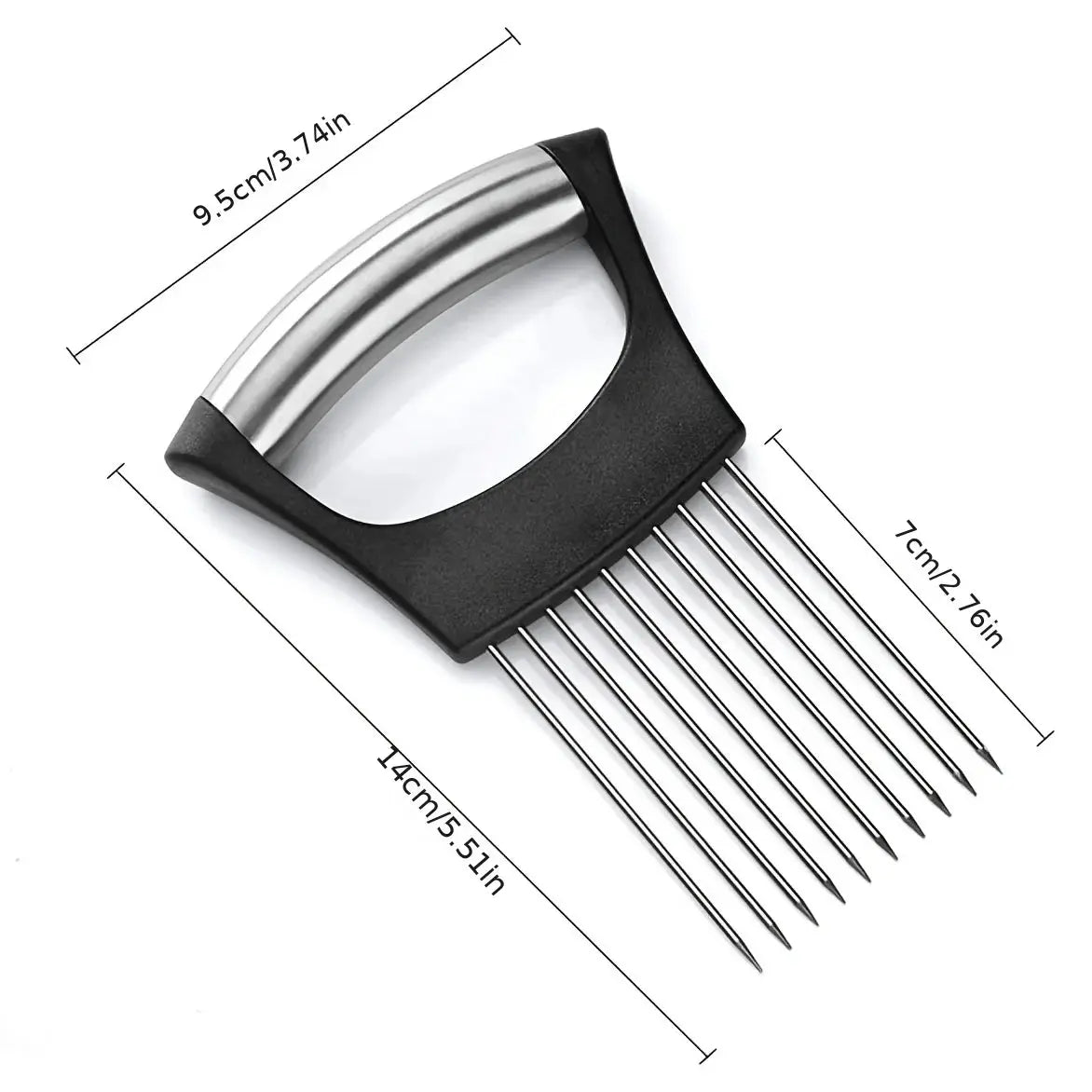 ChefCraft Stainless Steel Onion Slicer Holder And Meat Tenderizer Multipurpose Cutting Tool With Full Grip Handle