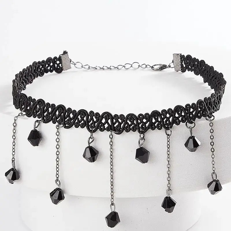 Korean Fashion Velvet Choker Necklace With Vintage Lace Pendant Gothic Statement Jewelry For Women