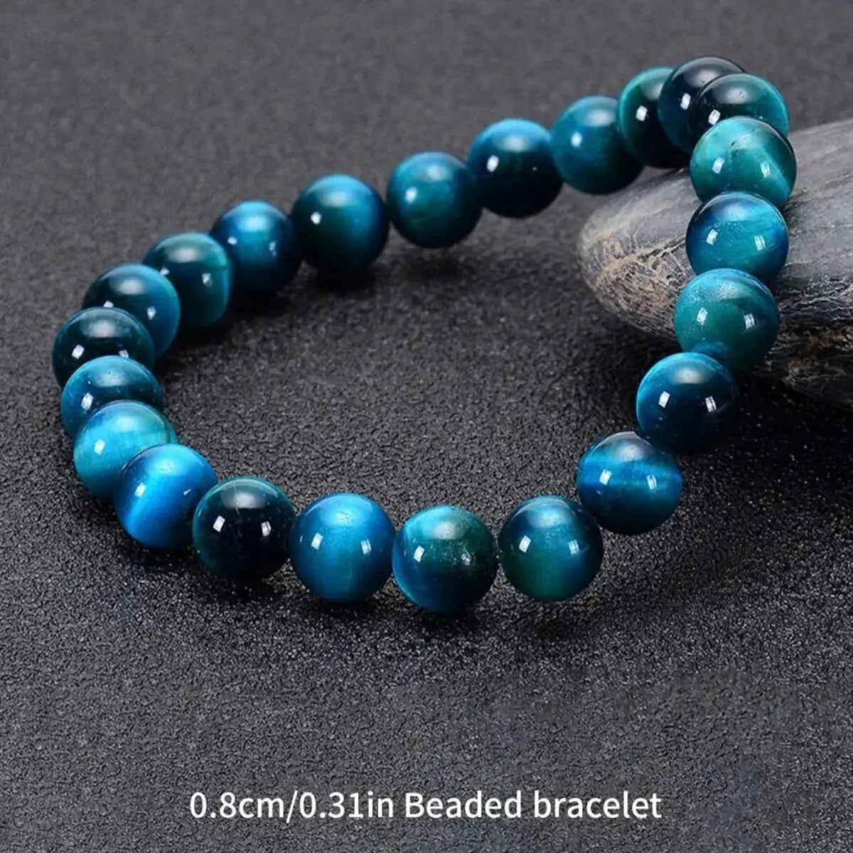 Blue Tiger Eye Stone Beaded Bracelet 6mm 8mm 10mm Minimalist Unisex Natural Stone Round Beads For Daily Wear