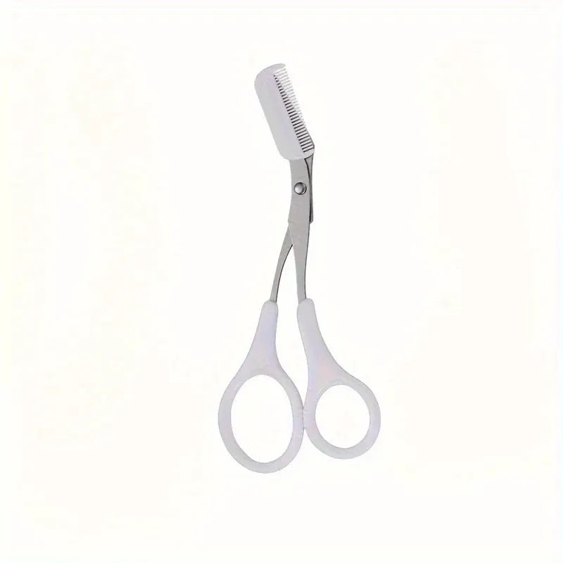 GleamLine Stainless Steel Eyebrow Trimming Scissors With Comb For Safe Precise Grooming And Perfect Brows
