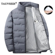 TAUVSEDI men's gray quilted duck-down jacket; ultralight, windproof with inner phone pocket
