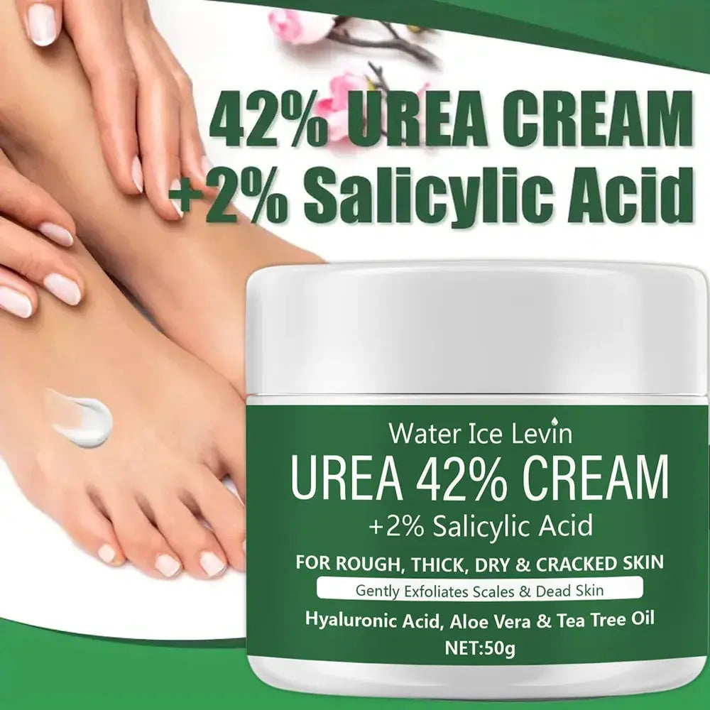 Urea 42% Cream + 2% Salicylic Acid foot and hand moisturizer, Simples Market, in a green-labeled jar.