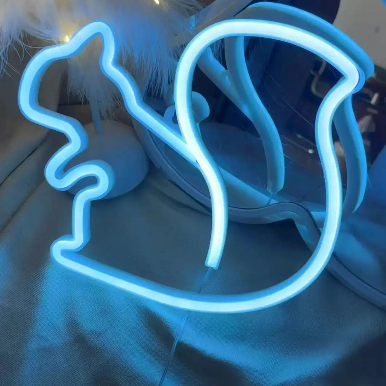 Decorative blue neon light, Simples Market; USB or battery powered wall decor for modern art ambiance