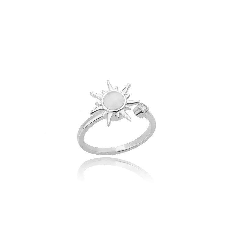 Anti Stress Anxiety Ring For Women Stainless Steel Sun Pendant Spinner Fidget Ring Gift Free Shipping