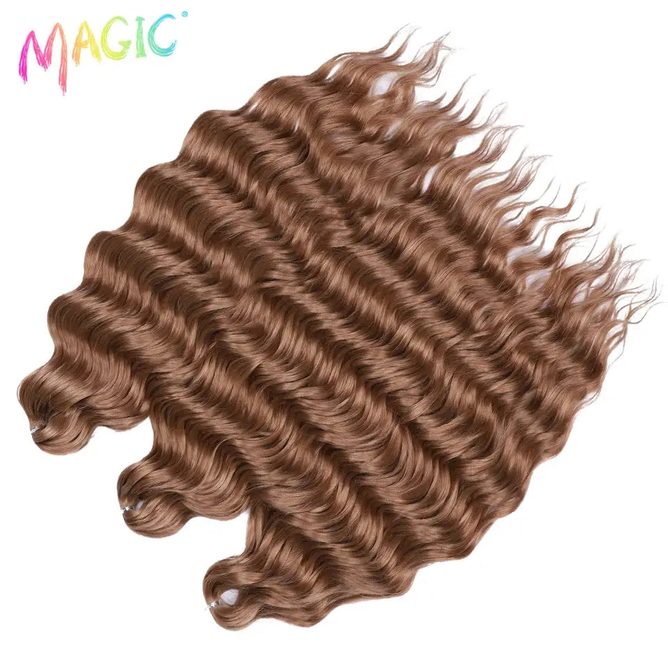 Anna synthetic hair 24in water-wave braiding extensions, ombre blonde deep wave texture by Simples Market