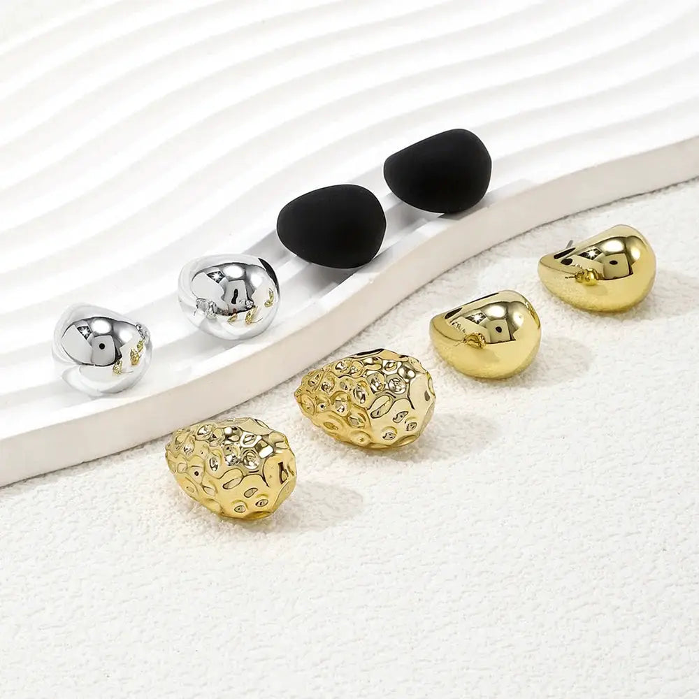 4 Pair Set Vintage Glossy Thick Acrylic Water Drop Stud Earrings For Women Fashion Tear Drop Party Jewelry