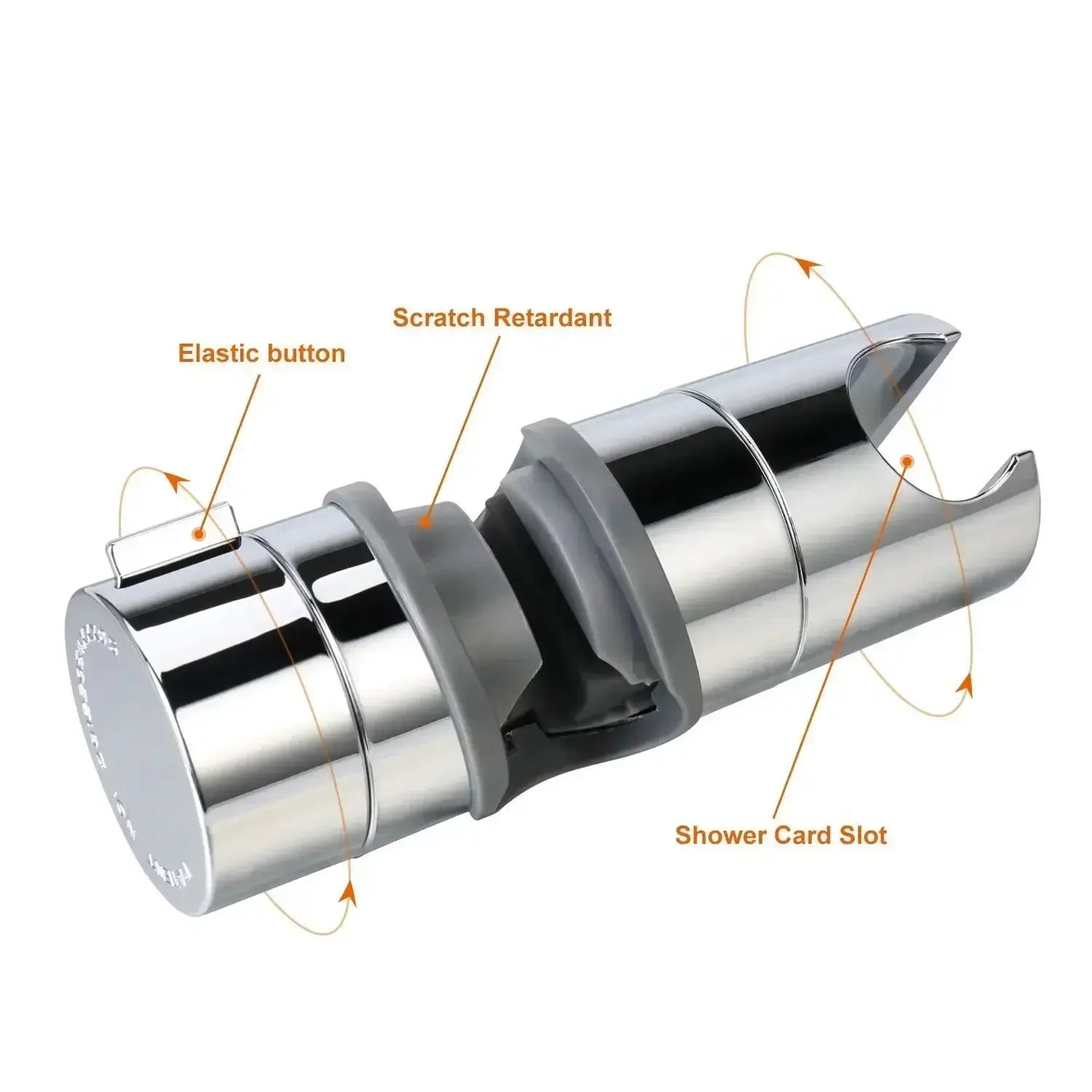 Shower head holder, chrome ABS, adjustable 18–25mm universal rail mount, Simples Market