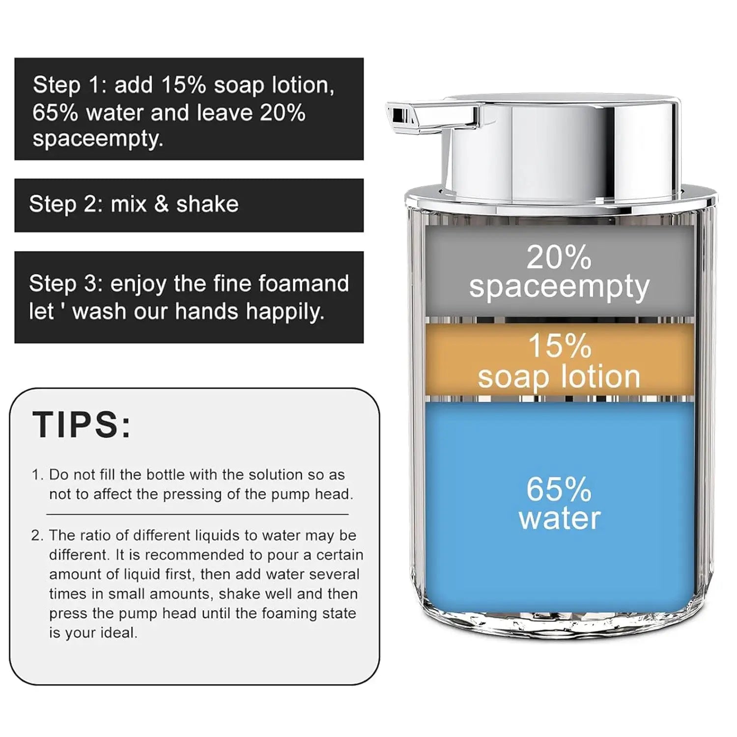 Hands Foaming Soap Dispenser For Bathroom And Kitchen Refillable Liquid Soap Mousse Bottle Push Type Dish Soap Container