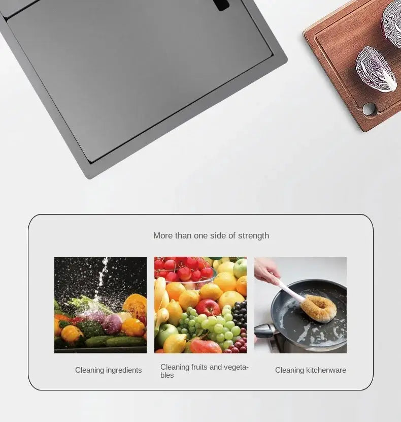Simples Market Nano hidden kitchen sink cover, 55×45×23 cm, 304 stainless steel, single groove