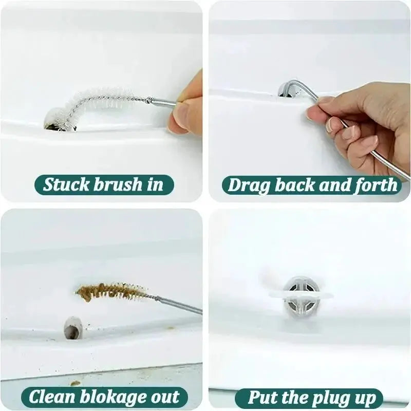 Refrigerator drain hole clog remover set, 5–6 pcs, stainless steel curved brush by Simples Market