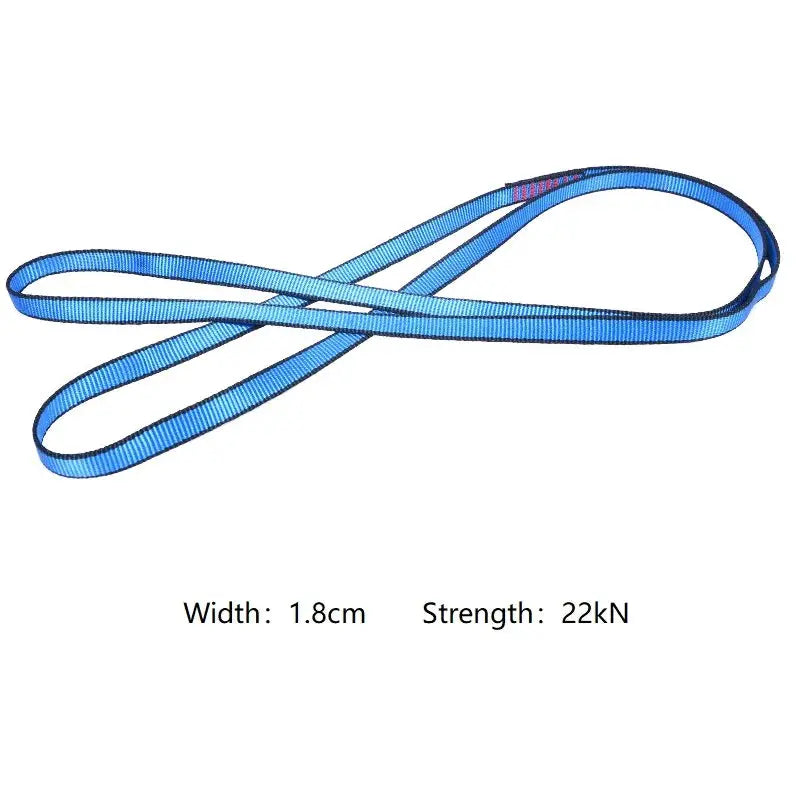 Rock climbing sling belt from Simples Market, blue 1.8cm wide, 22kN, high-strength polyester