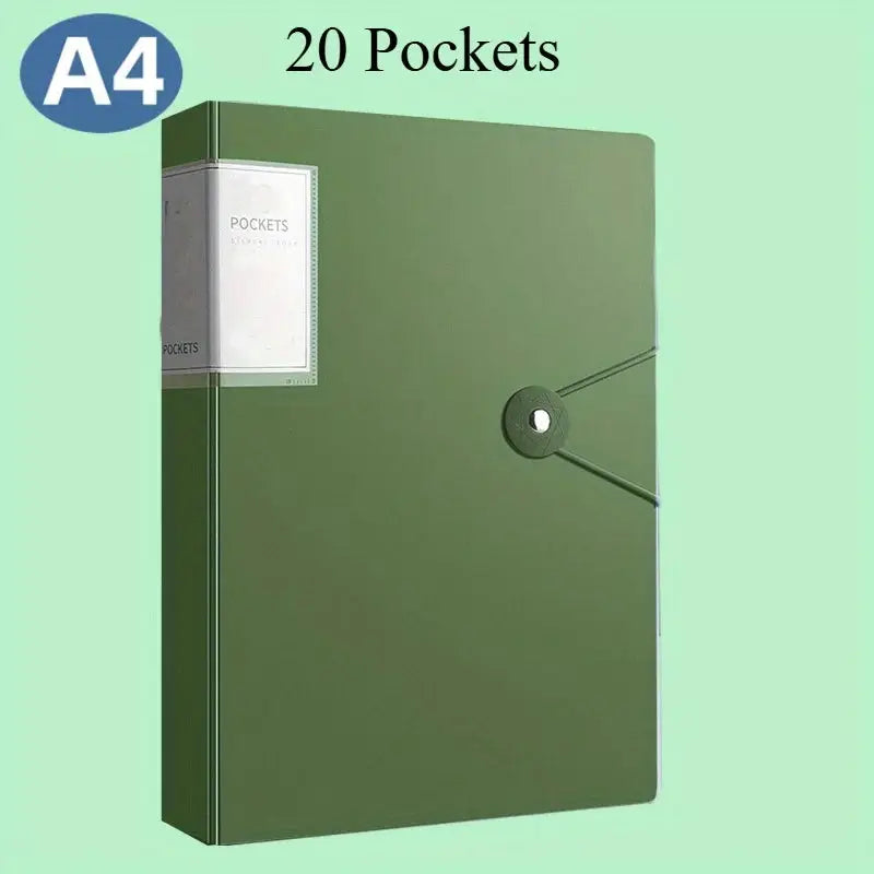 Simples Market A4 20-pocket binder, green document organizer for designers and students