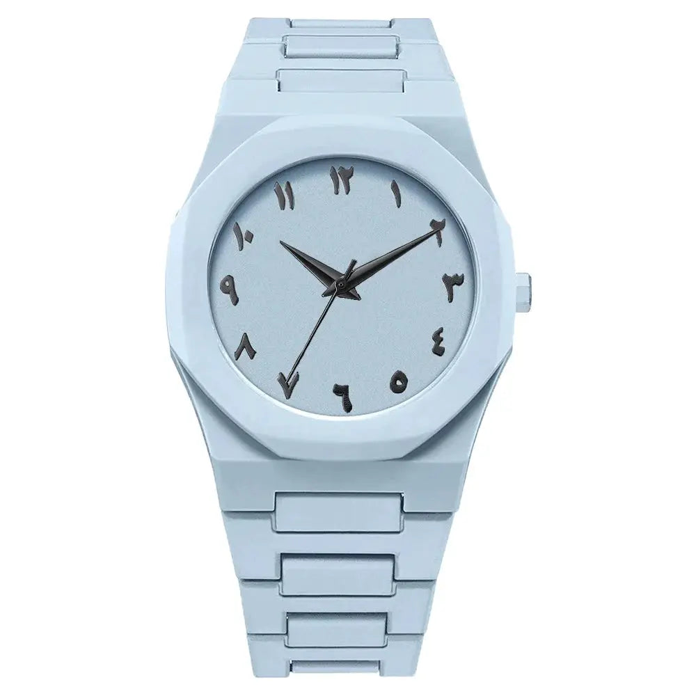 Mens Quartz Watch With Arabic Numerals Silicone Drip Oil Strap For Everyday Wear