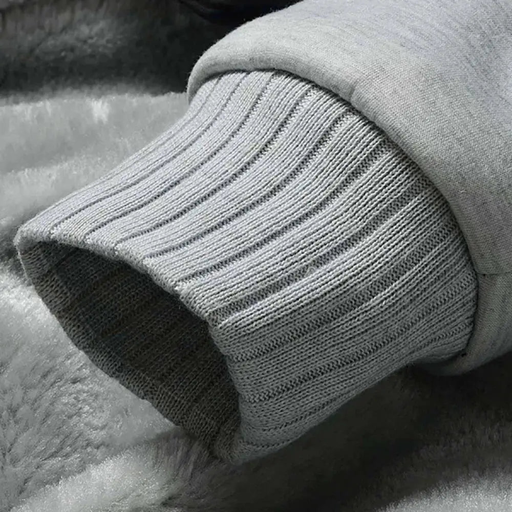 Men's winter jacket gray thick fleece hooded outerwear by Simples Market