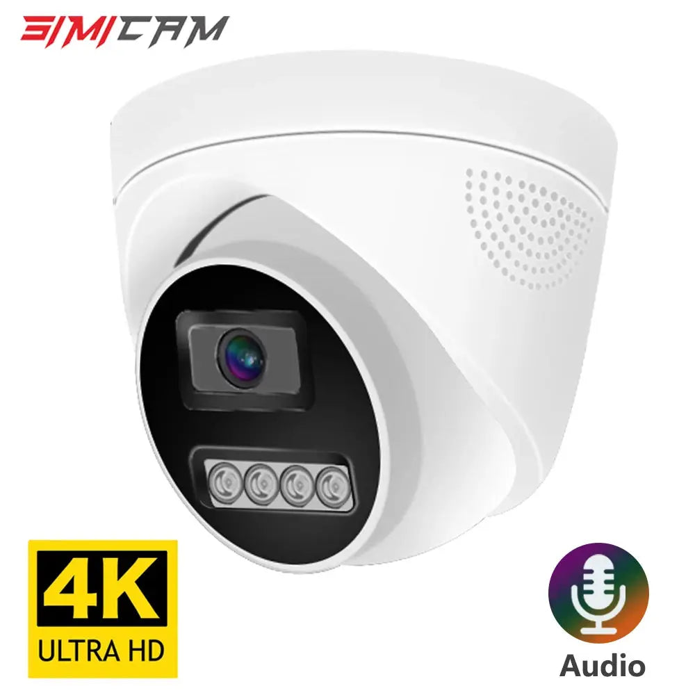 4K Ultra HD dome surveillance camera by Simples Market, white with built-in audio