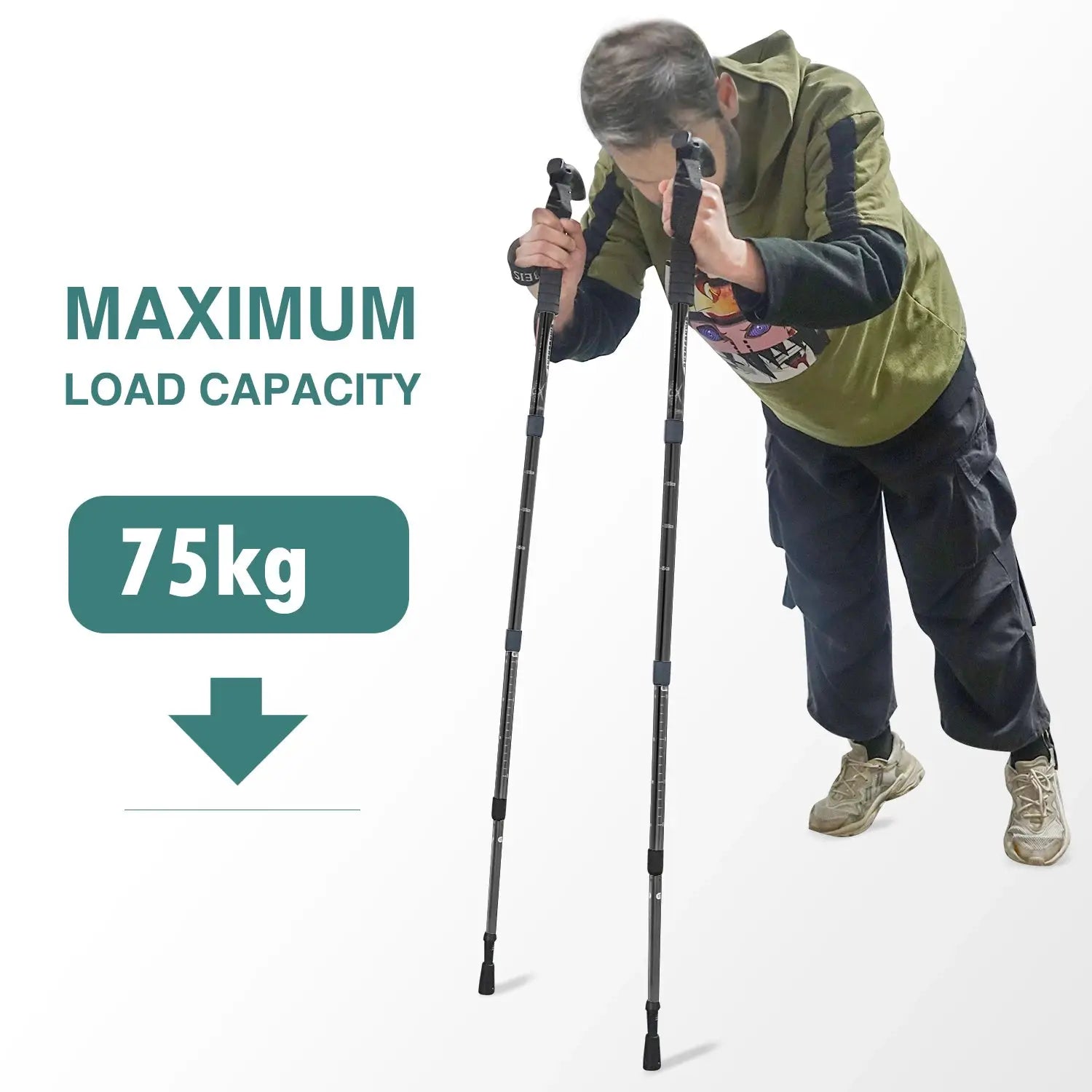 Outdoor Folding Trekking Pole 4 Section Portable Telescopic Hiking Stick Lightweight For Camping And Climbing