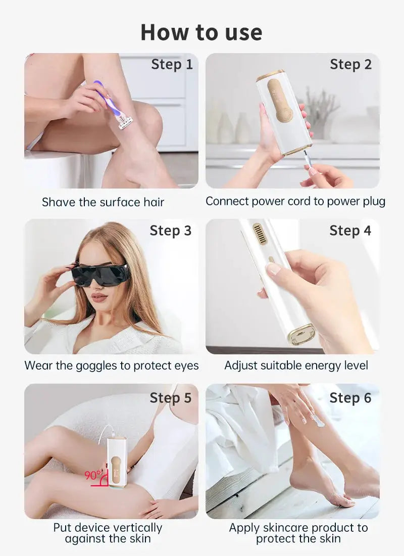 Simples Market IPL hair removal device with cooling, 999,900 flashes, 3-in-1 HR/SC/RA for women and men, 9 energy levels