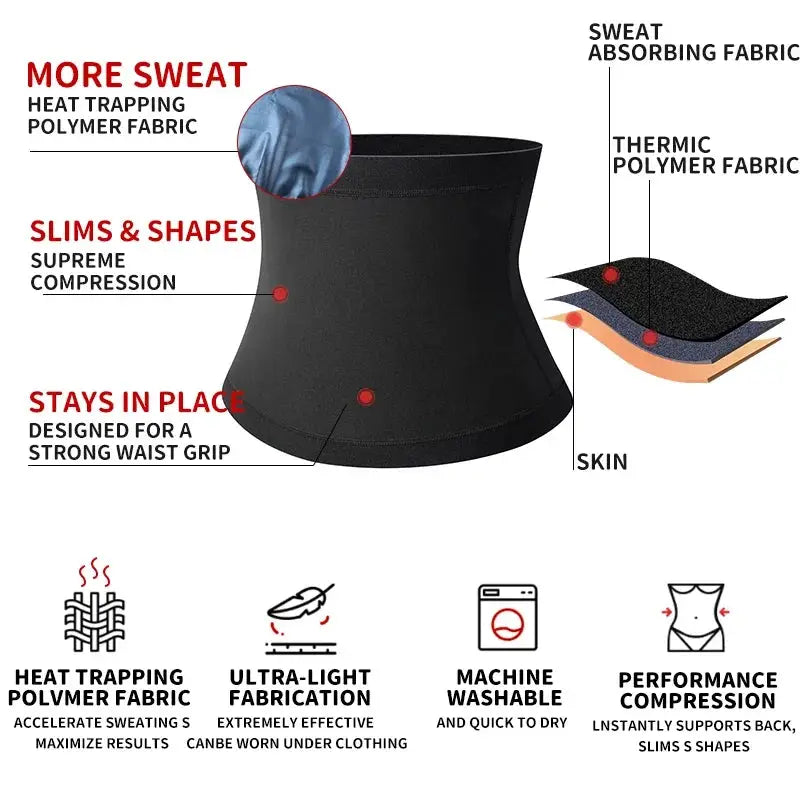Men's black abdomen reducer sauna waist trainer belt, shapewear for belly slimming