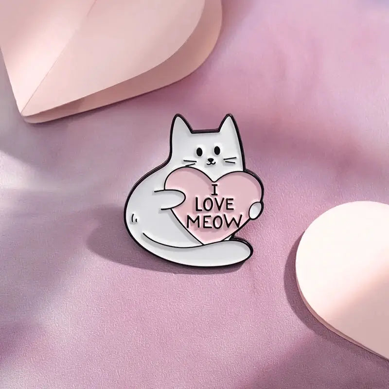 Cat Enamel Pins Set 4 To 6 Pieces Cute Black Fluid Cat Brooches Lapel Pins Jewelry Gift For Friends