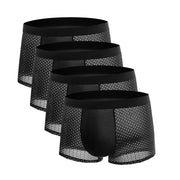 Summer Lightweight Mens Breathable Ice Silk Boxer Shorts 4 Pack