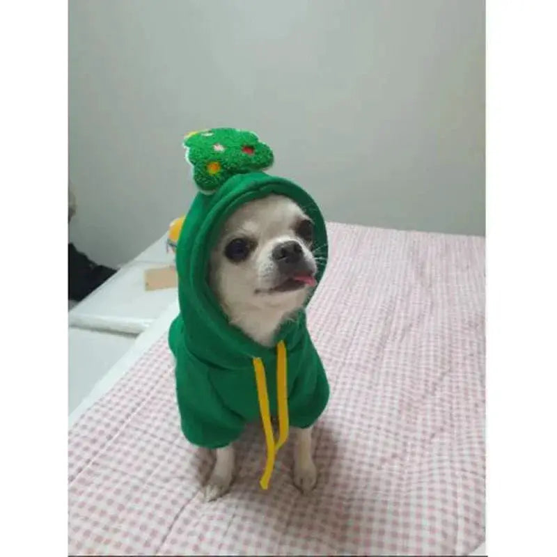 Dog Christmas Clothes Winter Warm Coat Hoodie For Small To Medium Dogs And Cats Elk And Santa Claus Prints Costume