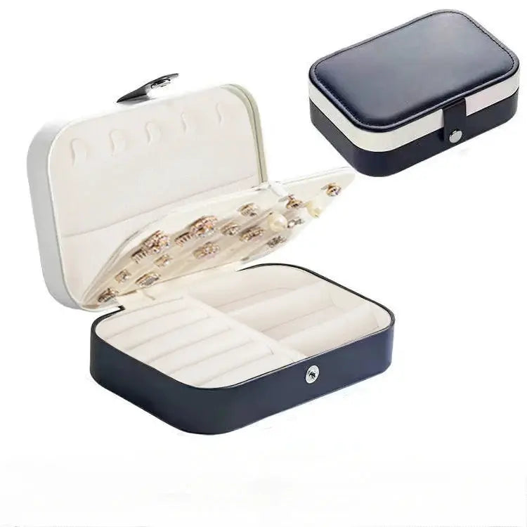 Portable Leather Jewelry Box Organizer Case Travel Storage Zipper Jewelry Display