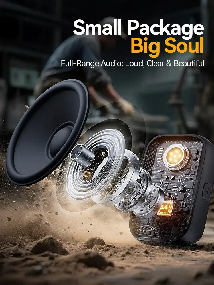 Joyroom wearable Bluetooth speaker; clip-on, IP67 waterproof, portable stereo by Simples Market
