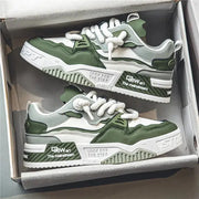 Men's skate shoes by Simples Market, green and white chunky lace-up sneakers with non-slip sole