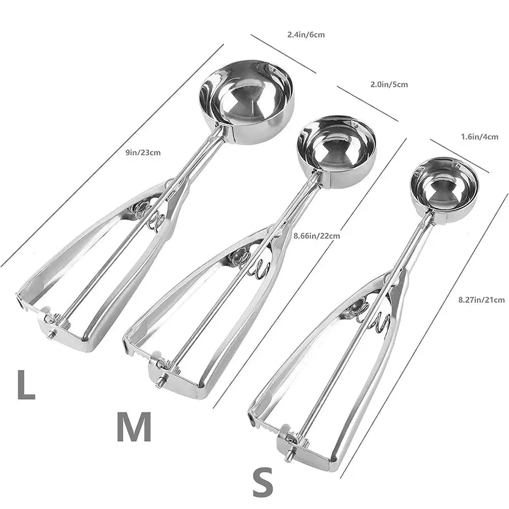 Stainless Steel Ice Cream Scoop With Trigger Release And Cookie Scoop For Baking Cupcakes And Desserts
