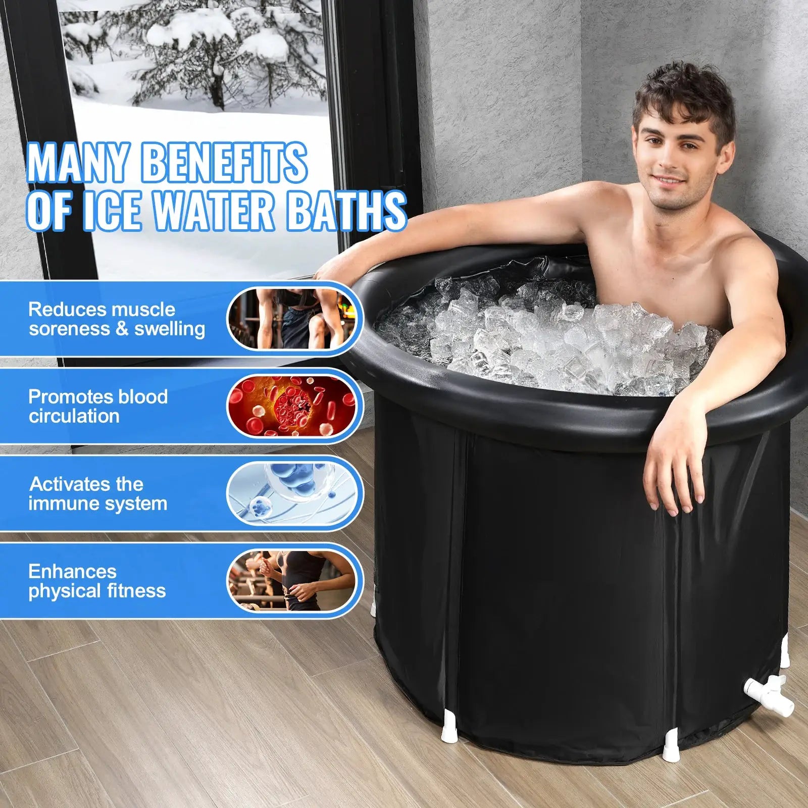 SucceBuy Ice Bath Tub For Athletes Portable Cold Water Therapy Plunge Pool Inflatable Ice Bath