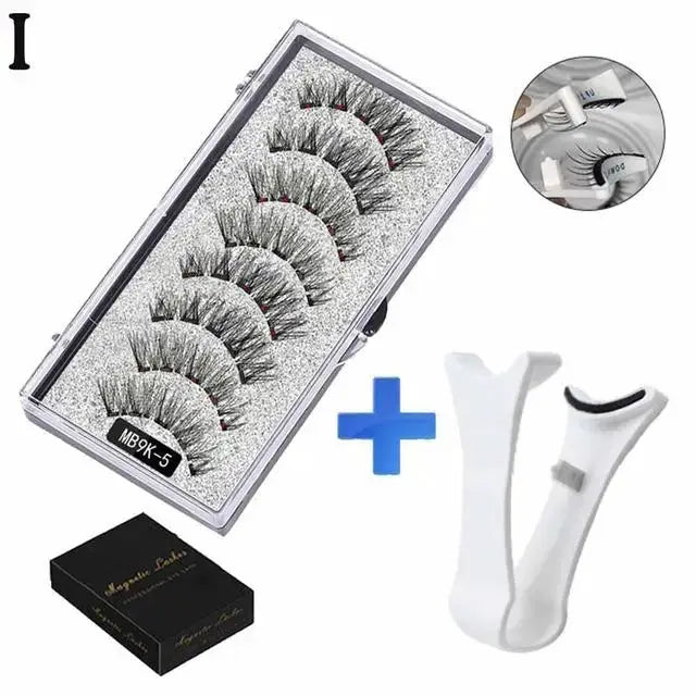 3D Natural Magnetic Eyelashes Set With Five Magnetic Lashes Reusable Handmade False Eyelashes Shipping Box