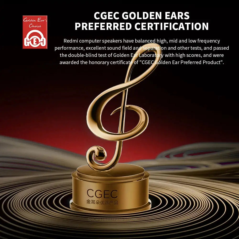 CGEC Golden Ears certification emblem on a gold pedestal with a spiral trophy