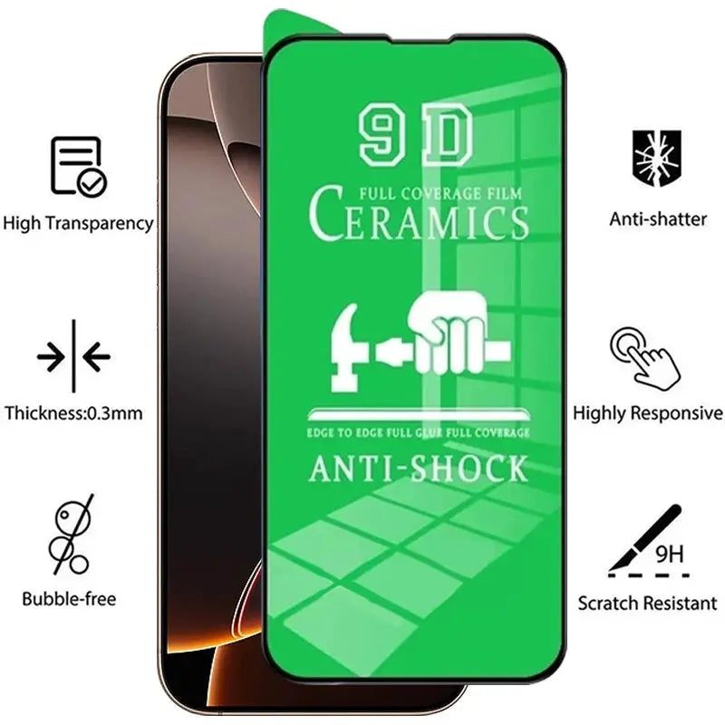 4-pack clear ceramic film screen protectors for iPhone by Simples Market, anti-shock and high transparency