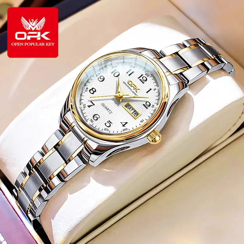 OPK 8110 Ladies Waterproof Quartz Watch With Stainless Steel Strap Luxury Timepiece