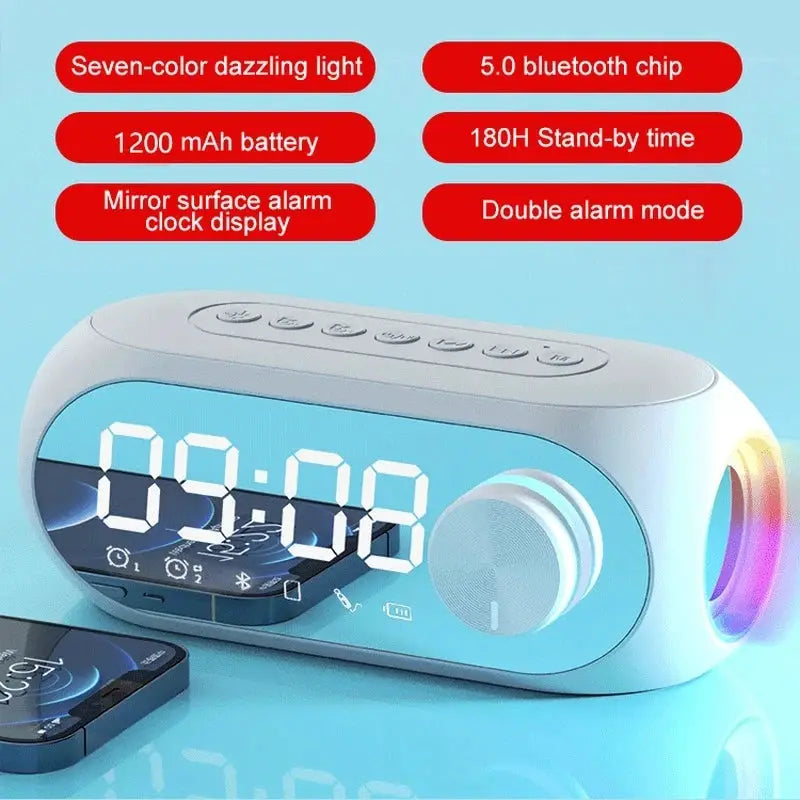 G-50 Bluetooth Alarm Clock Speaker With FM Radio TF Card Playback Dual Alarm Portable Subwoofer Lamp