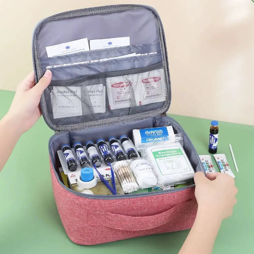 Family First Aid Kit Portable Outdoor Travel Storage Bag Large Capacity Layered Medicine Organizer