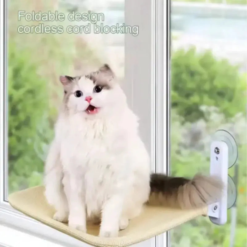 Simples Market window-mounted cat hammock bed, beige fabric, supports up to 20 kg