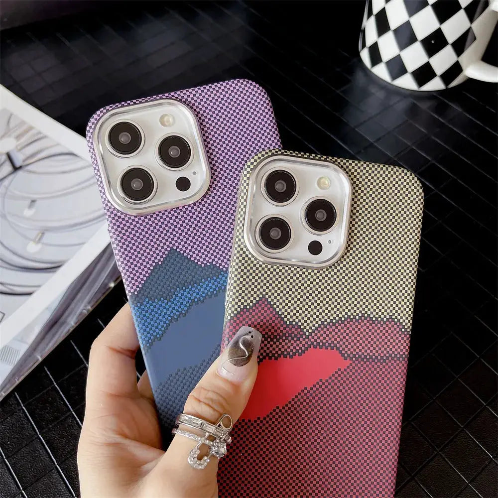 Colourful Kevlar Pattern MagSafe Case For iPhone 11 12 13 14 15 16 17 Pro Max Wireless Charging Cover