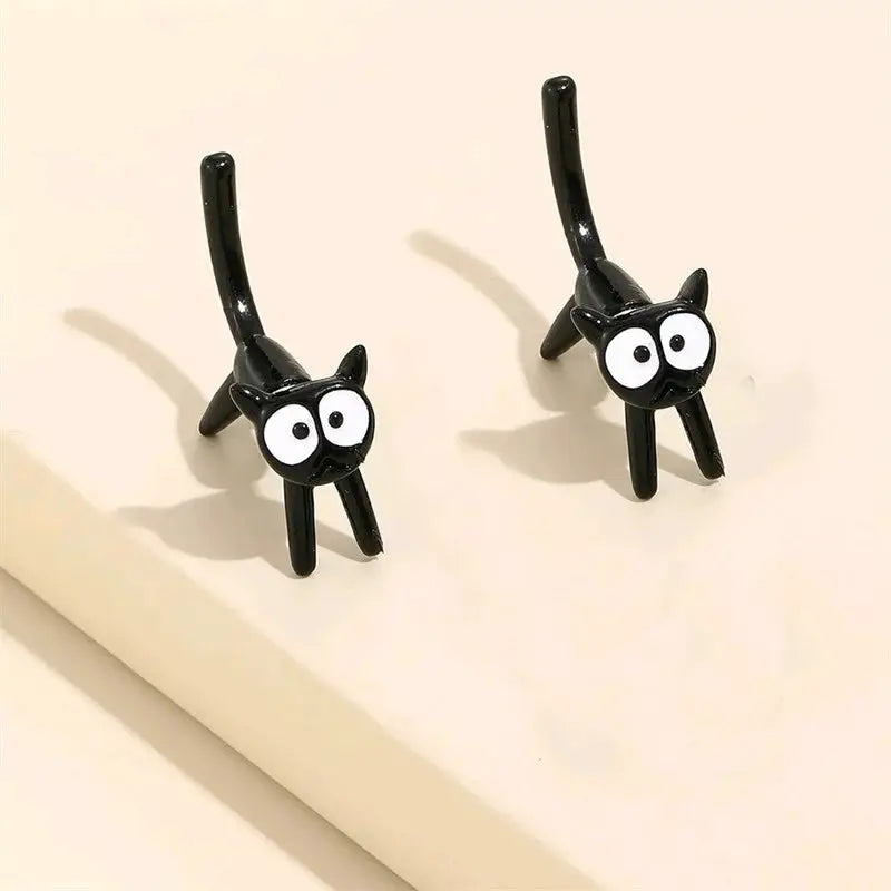 Black cat design stud earrings, Simples Market, zinc alloy, lightweight pair for women