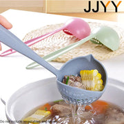 JJYY 2 In 1 Long Handle Kitchen Spoon And Colander Filter Plastic