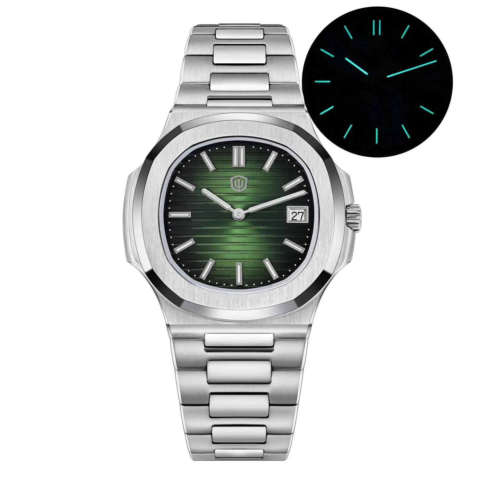 Watchdives WD0013 stainless steel men's wristwatch with green gradient dial and sapphire crystal