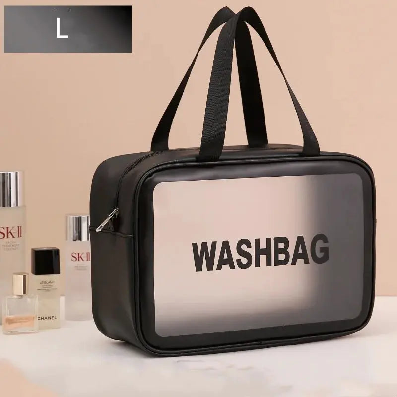 ClearView Portable Cosmetic Bag Large Capacity Dustproof Transparent PVC Travel Organizer For Makeup