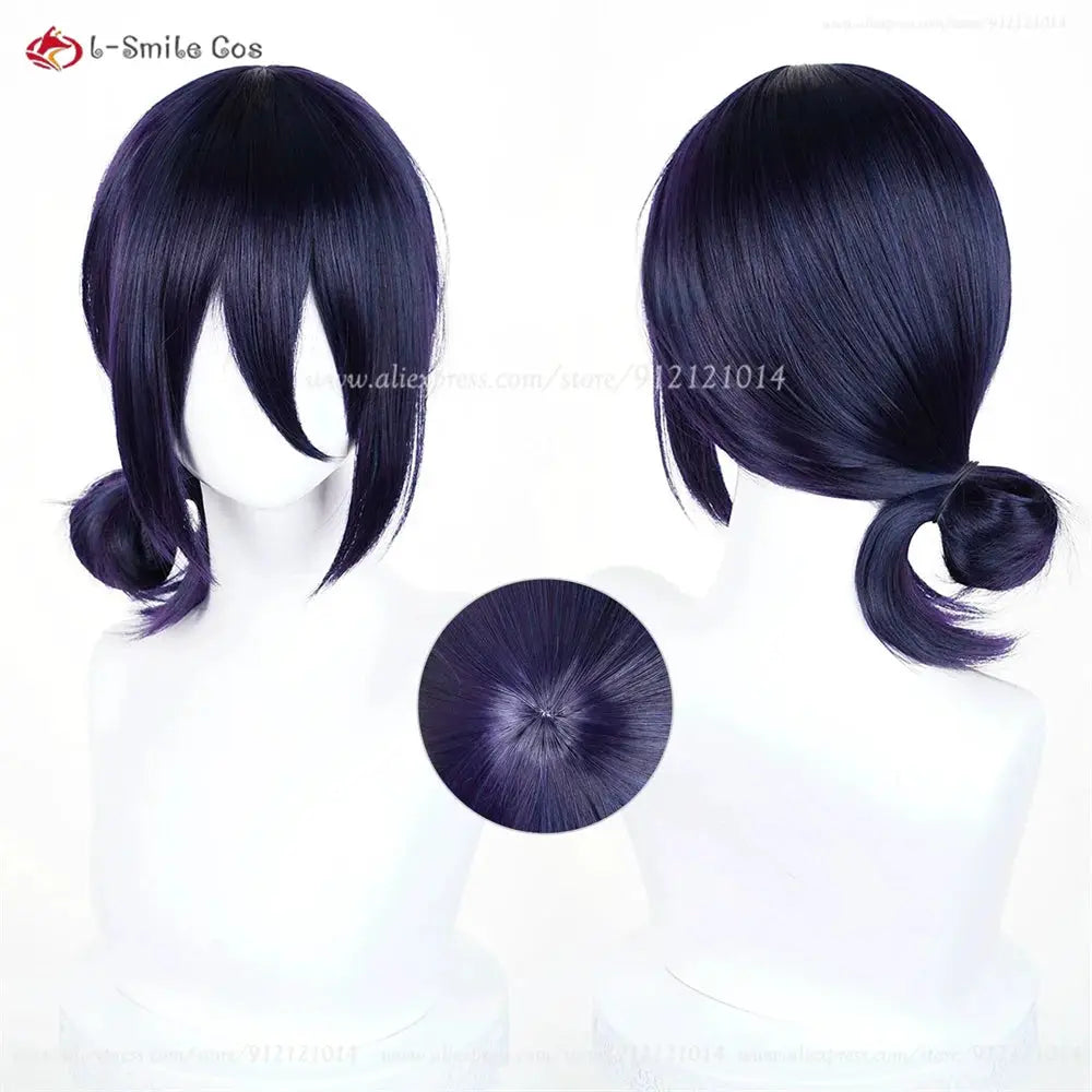 Anime Rezee cosplay wig, 45cm, purple gradient with heat-resistant synthetic hair.