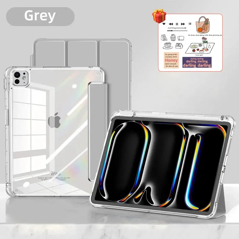 CrystalView Pro iPad Case Transparent Shockproof Back Cover for All iPad Pro Air Mini 2025 Models