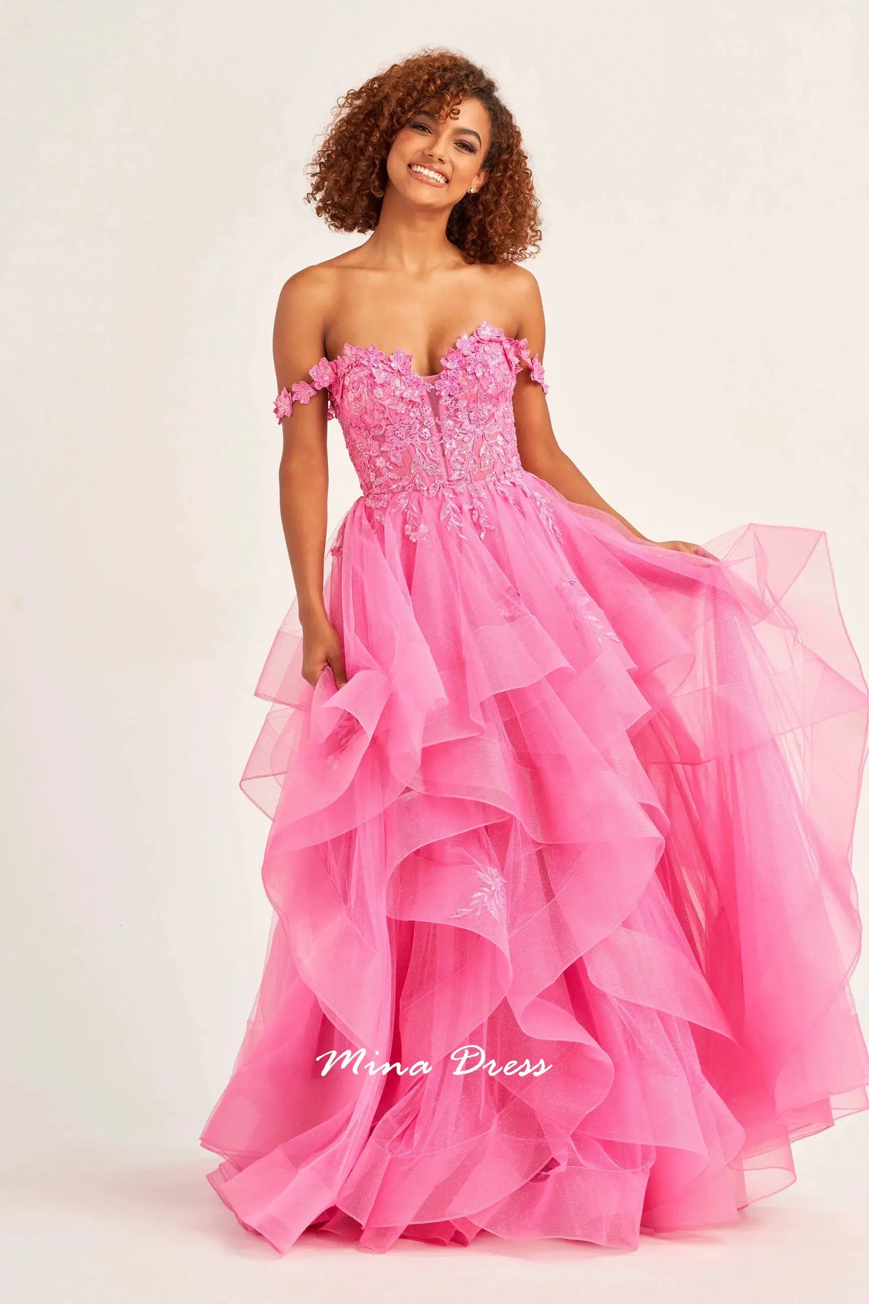 Mina Removable Shoulder Strap Evening Gown Backless Lace Applique Prom