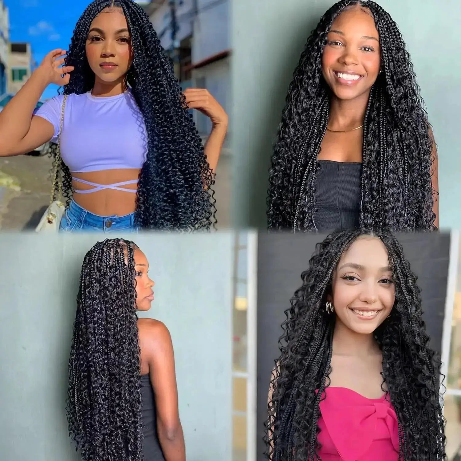 Human braiding hair bulk deep-wave, black 100g no-weft bundles for boho micro braids Simples Market