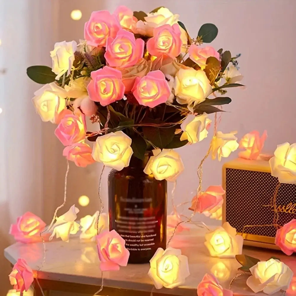 2 Meter 10 Led Rose String Lights White And Pink For Room And Garden Decor Night Light Without Battery