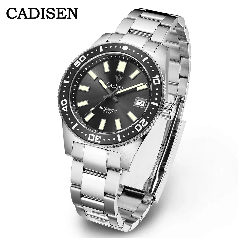 CADISEN 38mm diver watch with automatic movement, sapphire glass, luminous hands, 100m water resistance