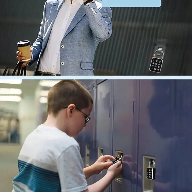 Simples Market black 3-in-1 mini smart padlock with USB charging; fingerprint, password, for cabinets, doors, bicycles