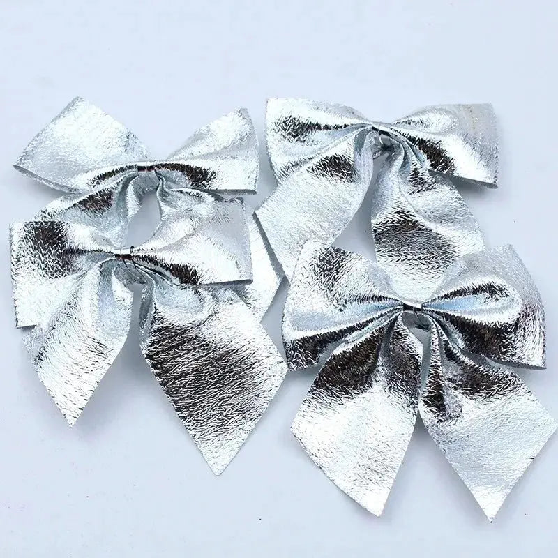 12 24 36 Pcs Christmas Bow Red Gold Mini Tree Bowknot For Home Decoration Wedding Decor New Year Party DIY Gift